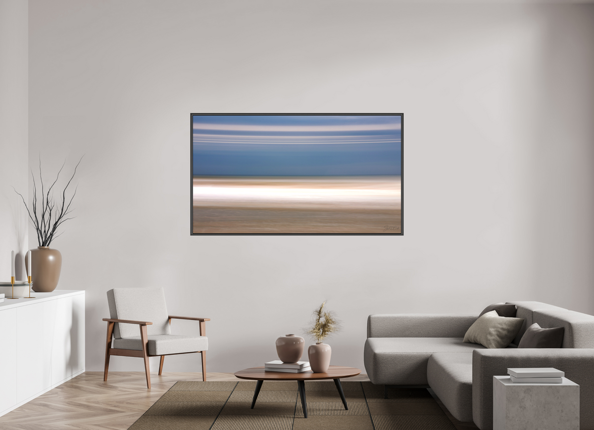 70 x 39.4″, Matte Canvas .6" Black Oak Frame Horizon Band