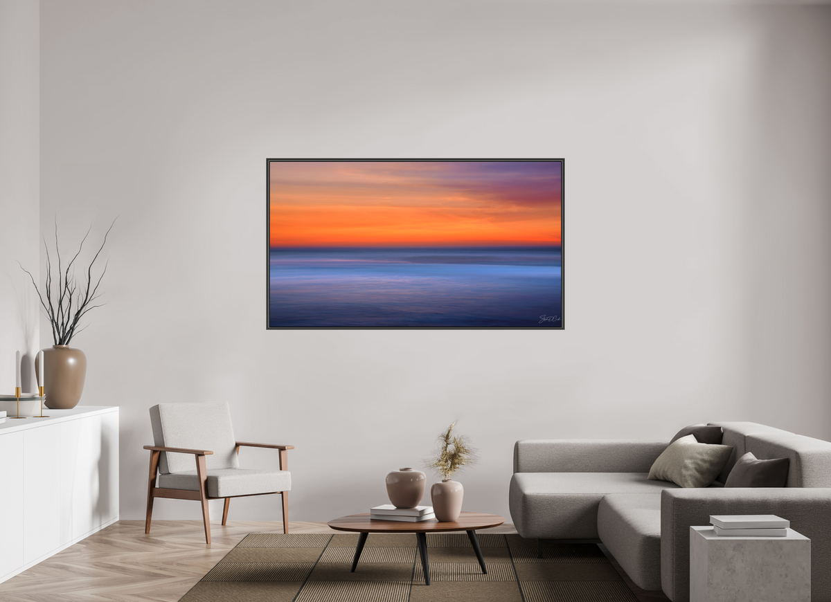 70 x 39.4″, Matte Canvas .6" Black Oak Frame Ember Horizon