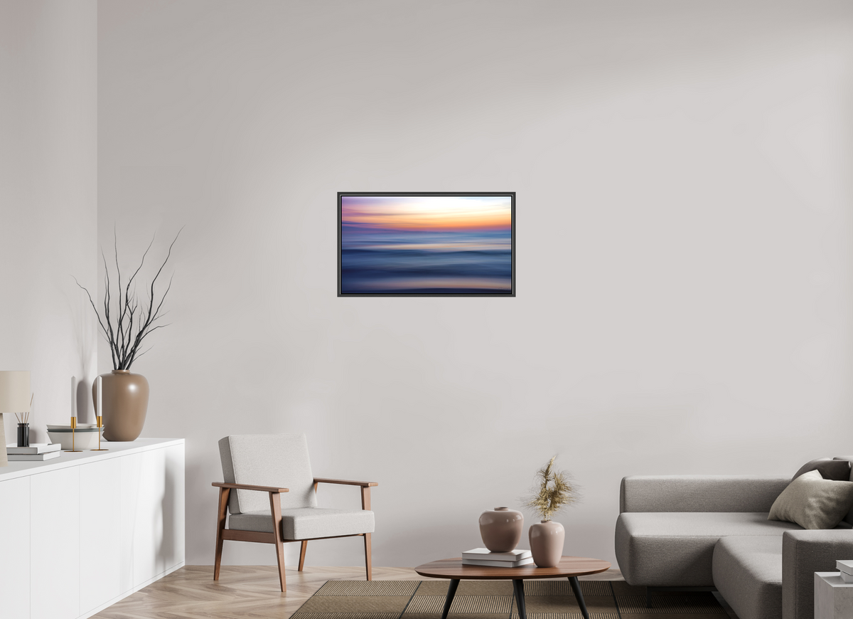 32 x 18″, Matte Canvas .6" Black Oak Frame Morning Veil