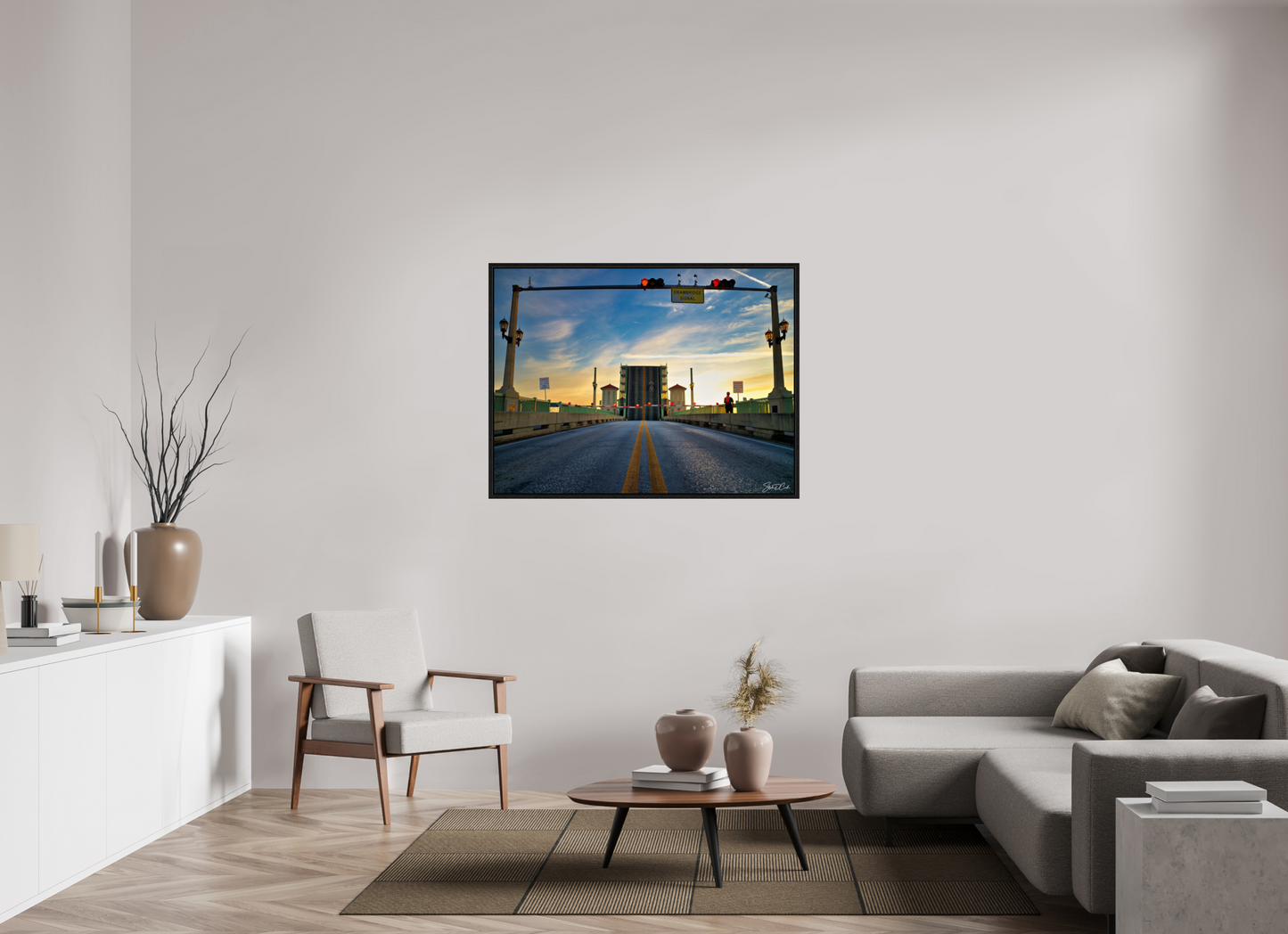 48 x 36″, Color Drawbridge Signal at Sunrise