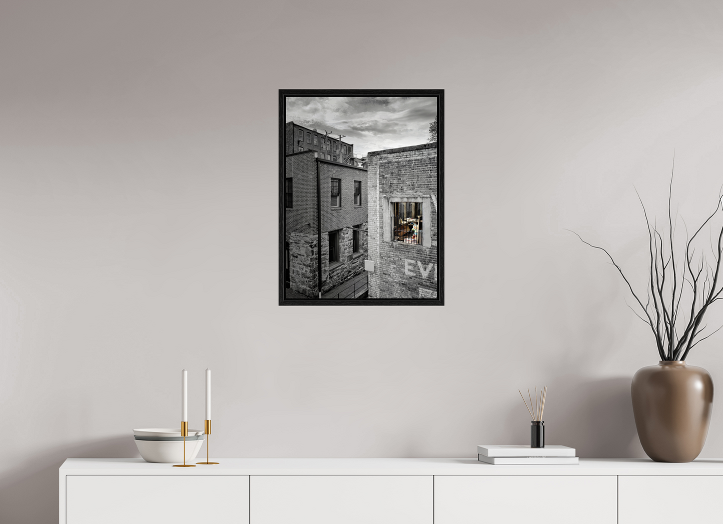 18 x 24″, Floater Frame Through the Brick