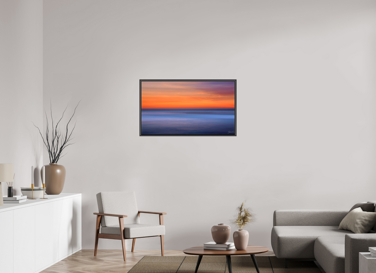 40 x 22.5″, Matte Canvas .6" Black Oak Frame Ember Horizon