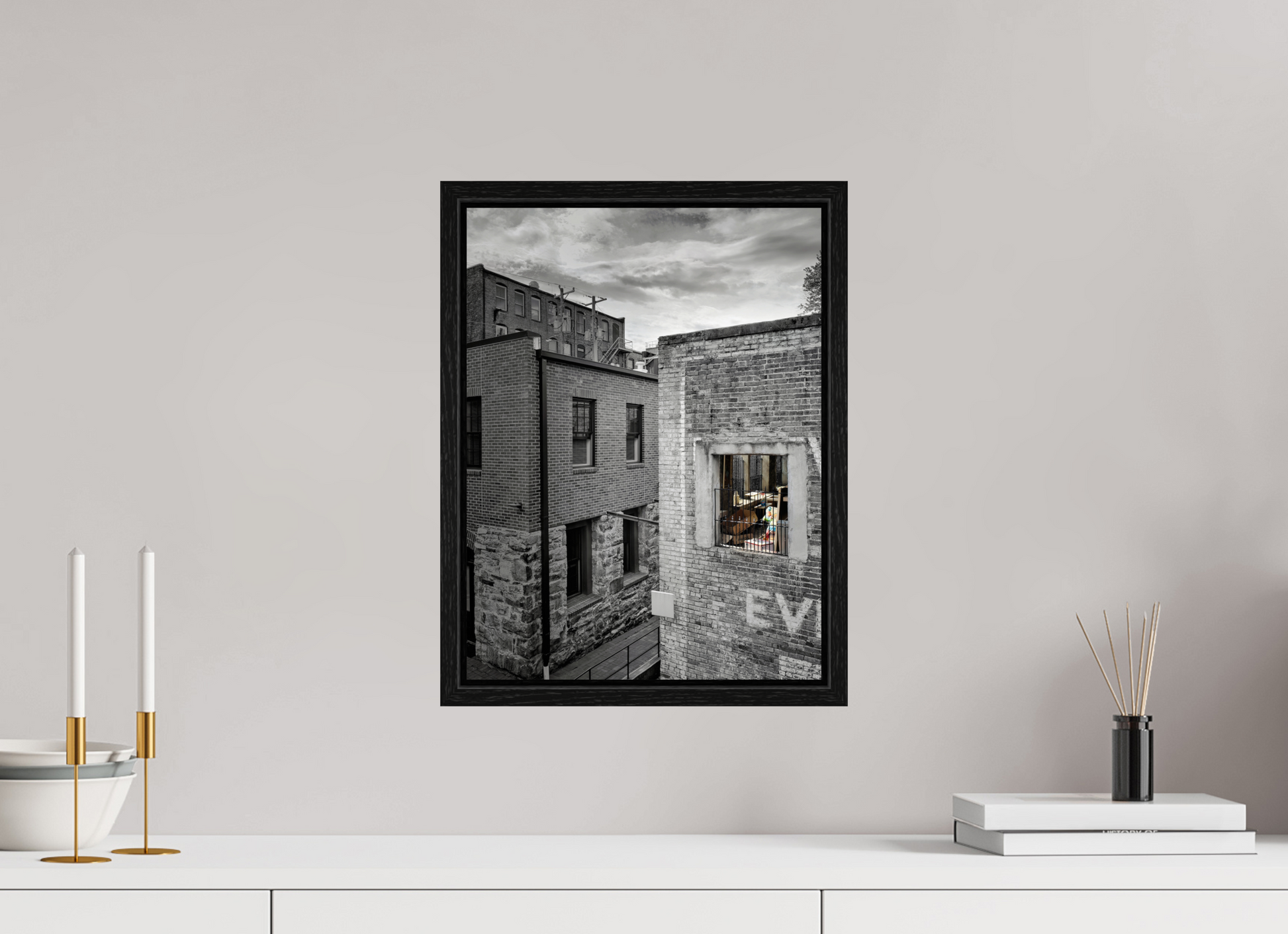 12 x 16″, Floater Frame Through the Brick