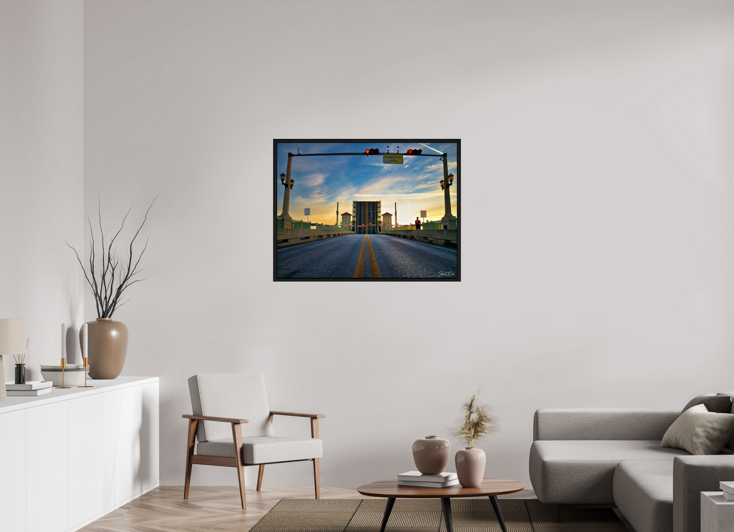 40 x 30″, Color Drawbridge Signal at Sunrise