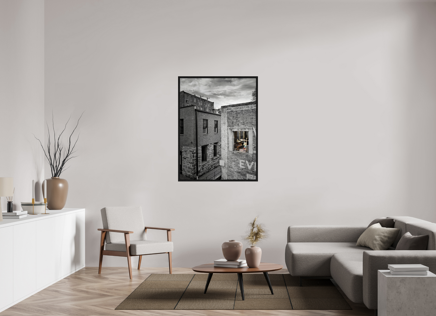 36 x 48″, Floater Frame Through the Brick