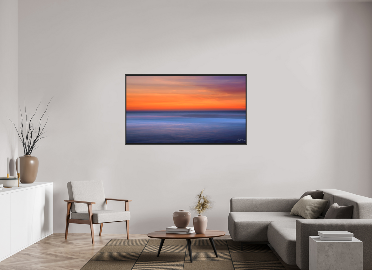 64 x 36″, Matte Canvas .6" Black Oak Frame Ember Horizon