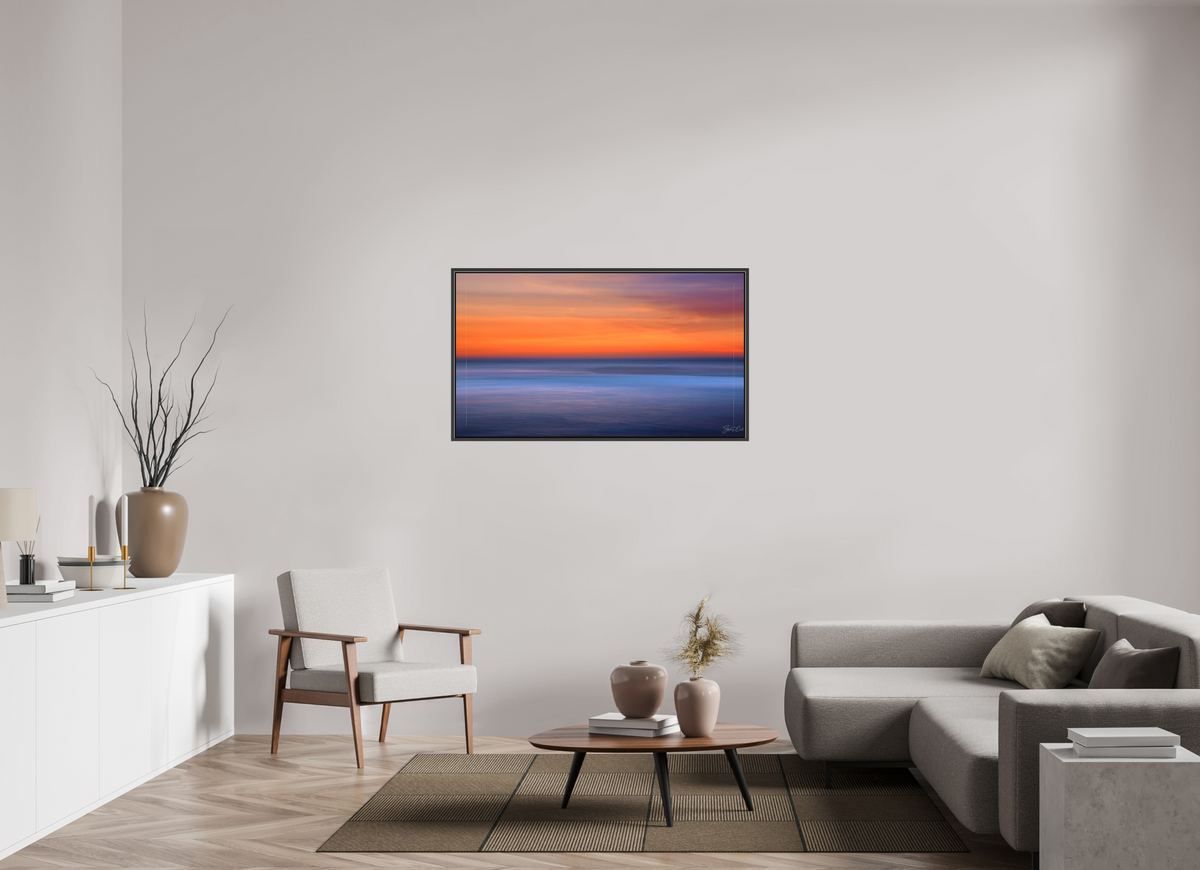 49 x 27.6″, Matte Canvas .6" Black Oak Frame Ember Horizon